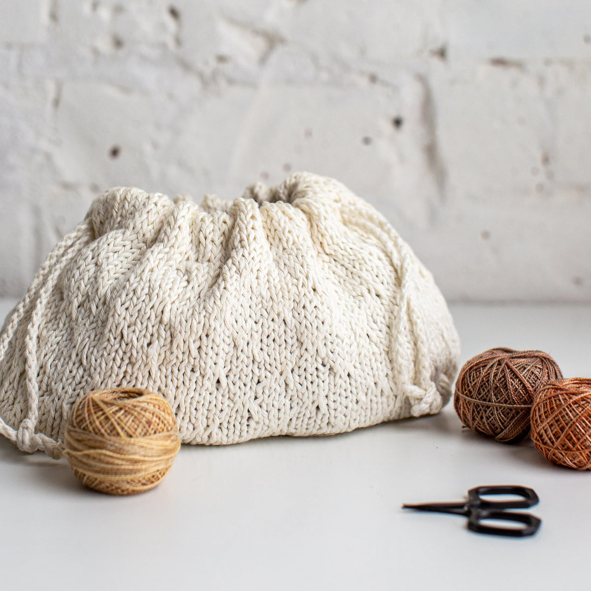 Flax and Twine Trellis Stitch Drawstring Bag Kit
