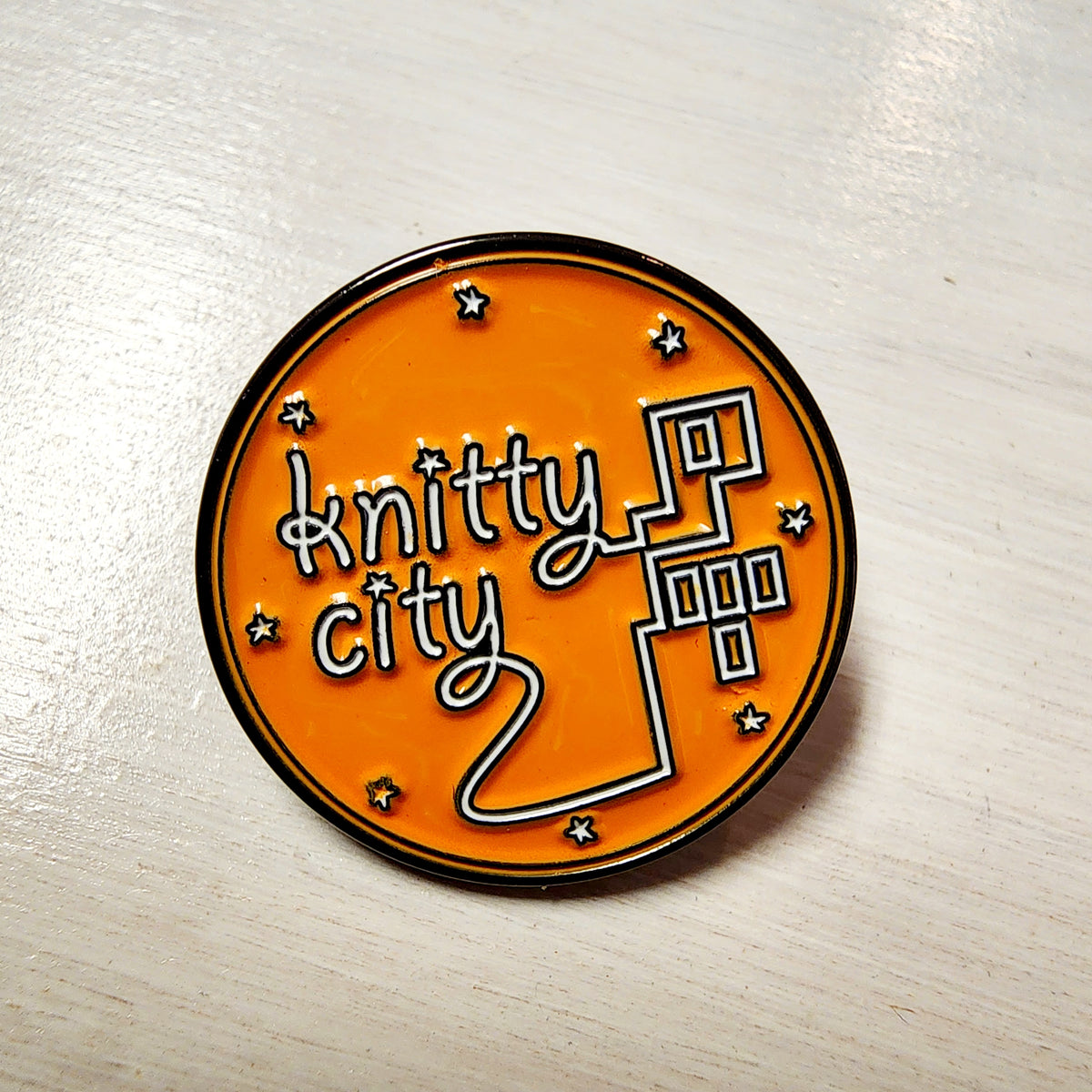 Knitty City Enamel Pin