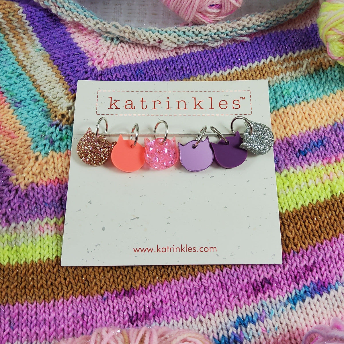 Katrinkles Stitch Markers Disco Kitties
