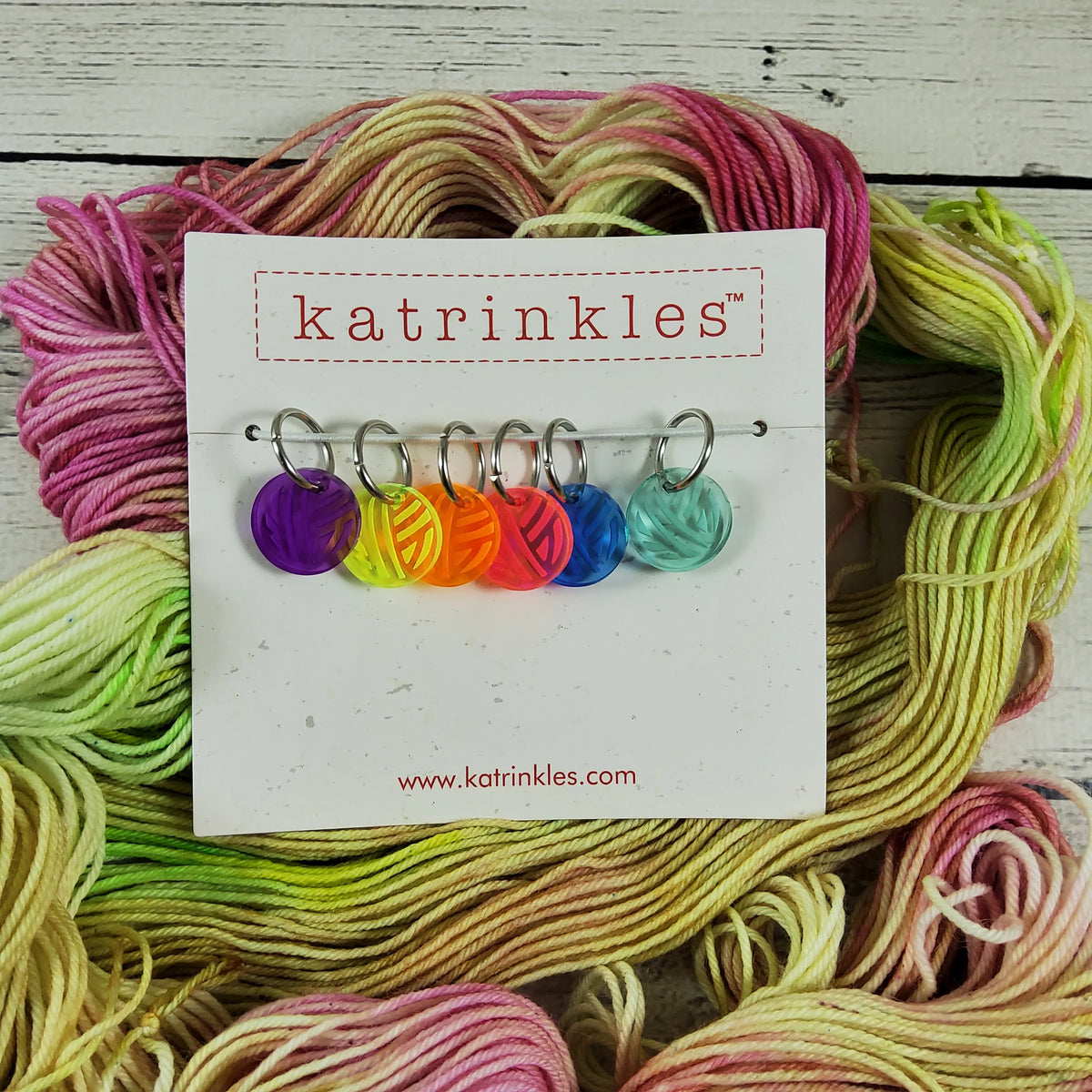 Katrinkles Stitch Markers Neon Yarn Ball