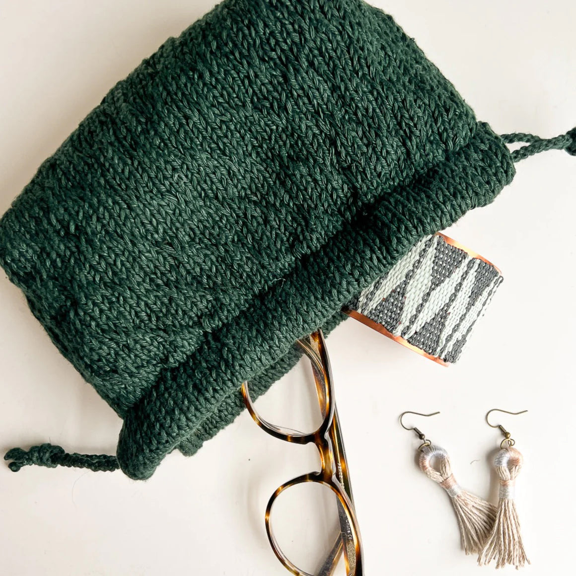 Flax and Twine Trellis Stitch Drawstring Bag Kit